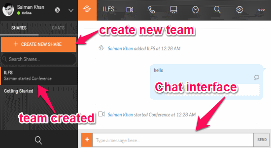 chat interface