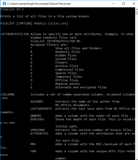 command options