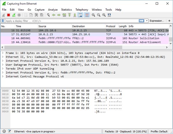 wireshark sniff network traffic