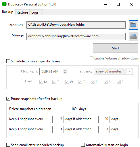 duplicacy preference file