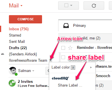 share label option