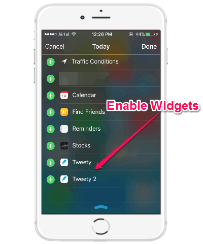 enable widgets