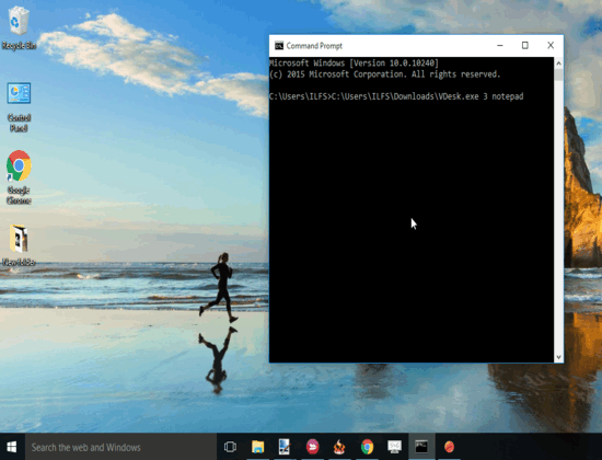 launch a program to a virtual desktop in Windows 10