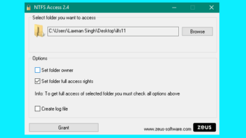 NTFS Access- set folder ownership and take full access rights