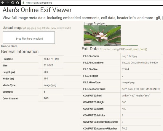 exif data viewer plugin