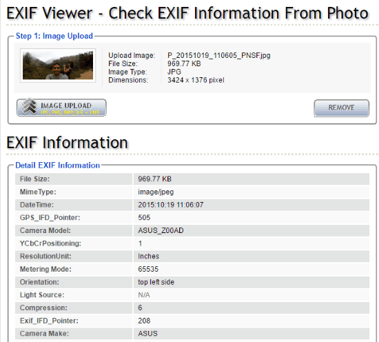 online EXIF data viewer