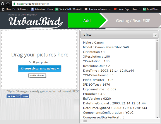 online EXIF data viewer