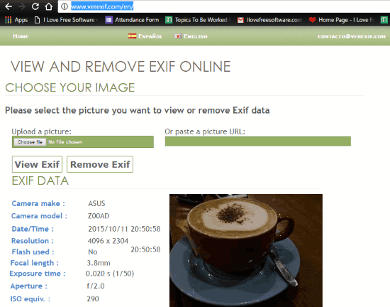 online EXIF data viewer