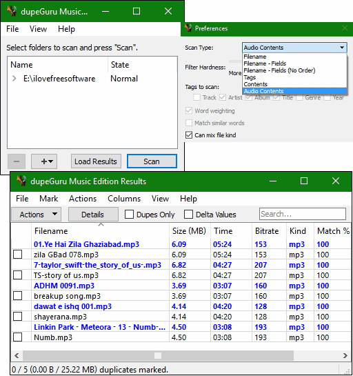 find duplicate mp3 files