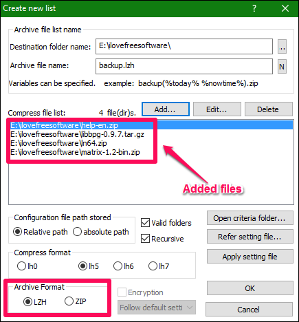 Explzh compression in batch