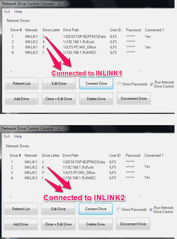 Different network drives connected to their network