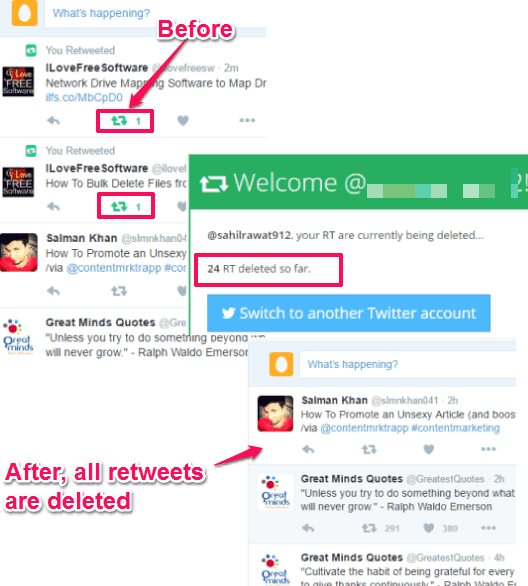 bulk delete retweets from twitter account