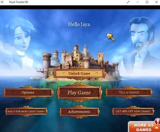 Windows 10 Hidden Object Quest Game App: Royal Trouble HD