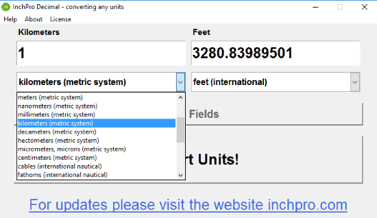 free unit conversion software: InchPro Decimal