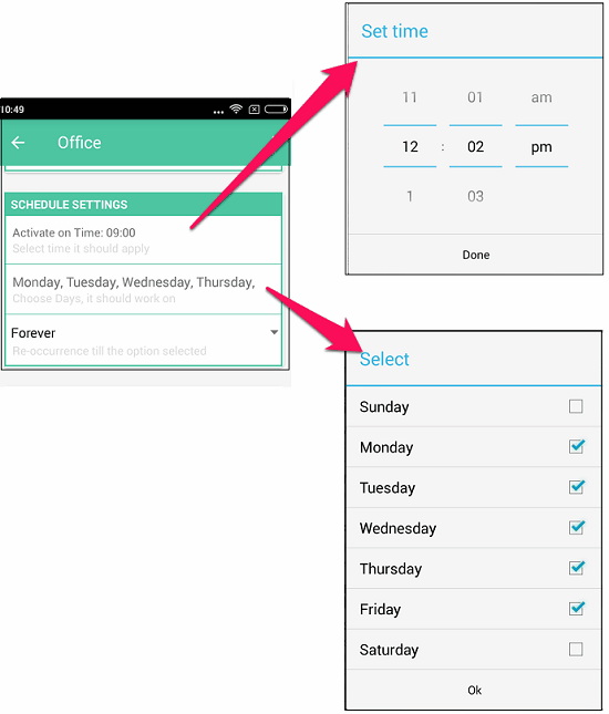 Volume scheduler-schedule settings