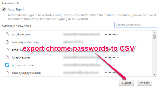 2018 export chrome passwords