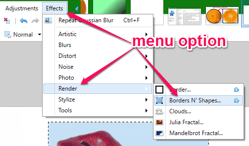 menu option