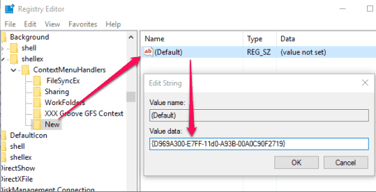 add value data in default string value