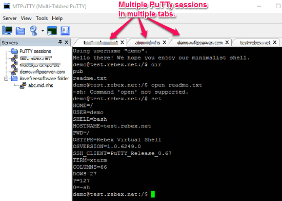 ssh multiple sessions putty