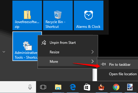 click pin to taskbar option