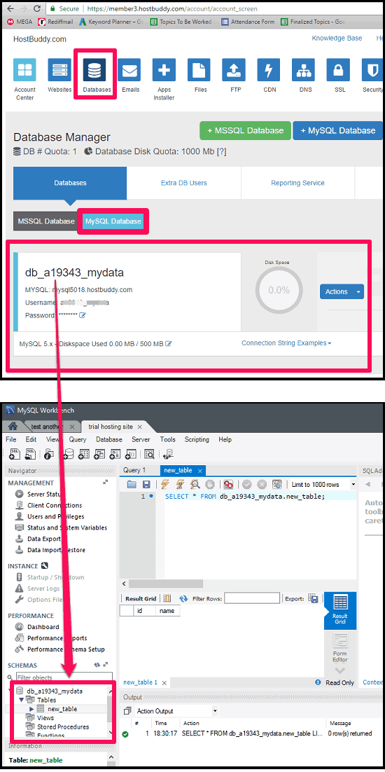 dont have privilege acces to create new database hostbuddy