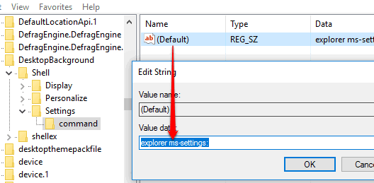 set value data of default string value