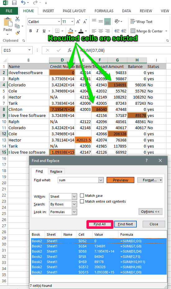 show cells formula background color in action