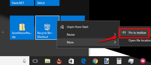 use pin to taskbar option