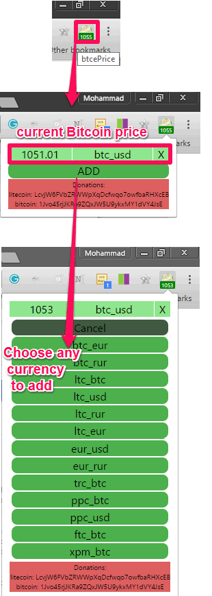 BTCe Bitcoin Rate in action