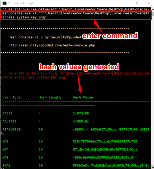 HashConsole- generate multiple hashes of a file