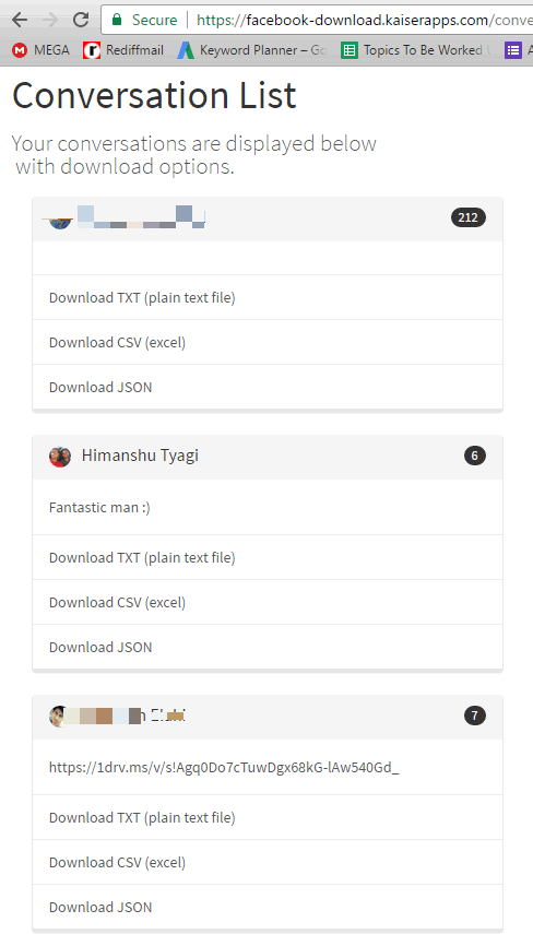 facebook chat downlaoder conversations freinds] list