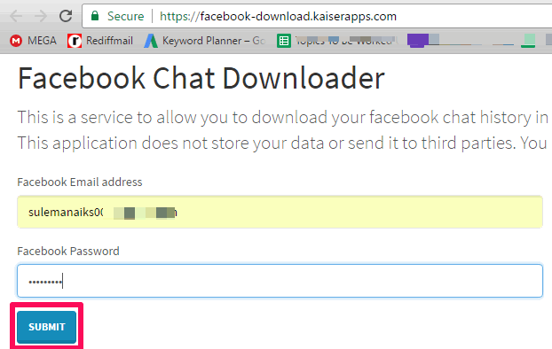 facebook chat downloader crdentials