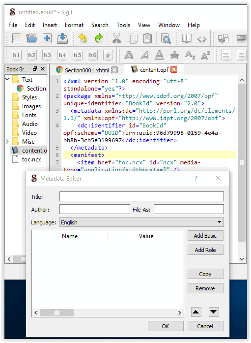 epub metadata editor cops