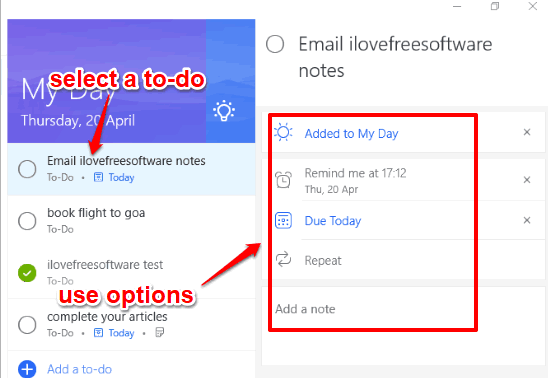 add reminder, due date and note for a to-do