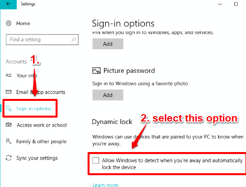 enable dynamic lock