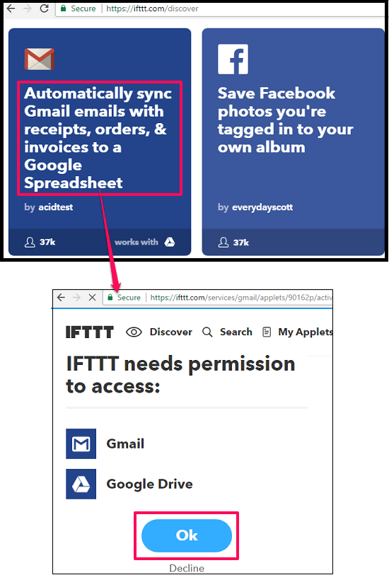 ifttt permissions