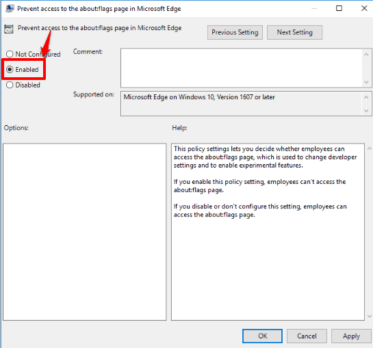 select enabled option and apply your changes