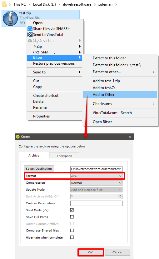 Bitser zip to exe converter