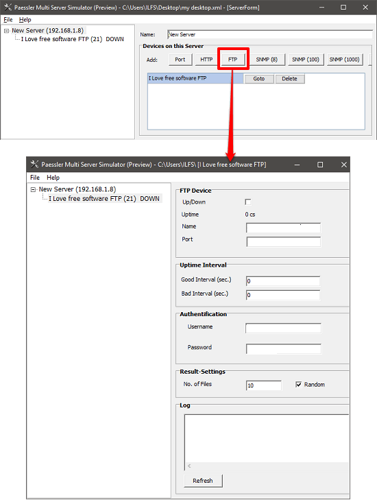 FTP server opening