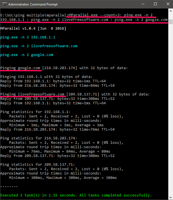 MPARALLEL ping multiple ip addresses