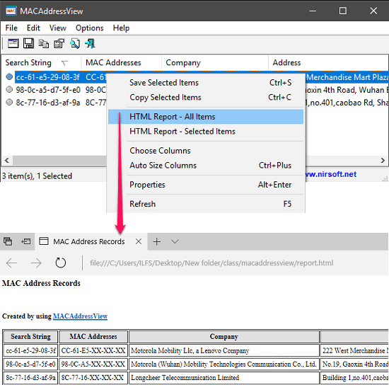 macaddressview export results