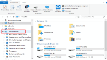 add control panel to file explorer navigation pane in windows 10