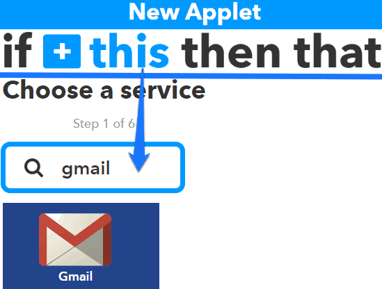 choose gmail as trigger service