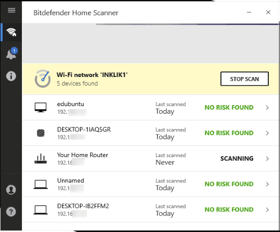 connected devices found and scanning started