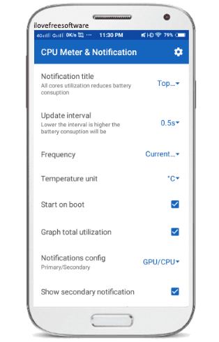 cpu gpu meter app settings