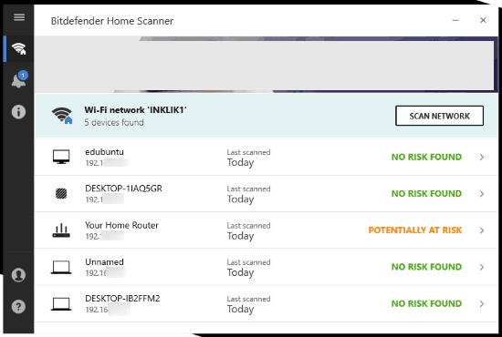 scanned results of this wireless network scanner software