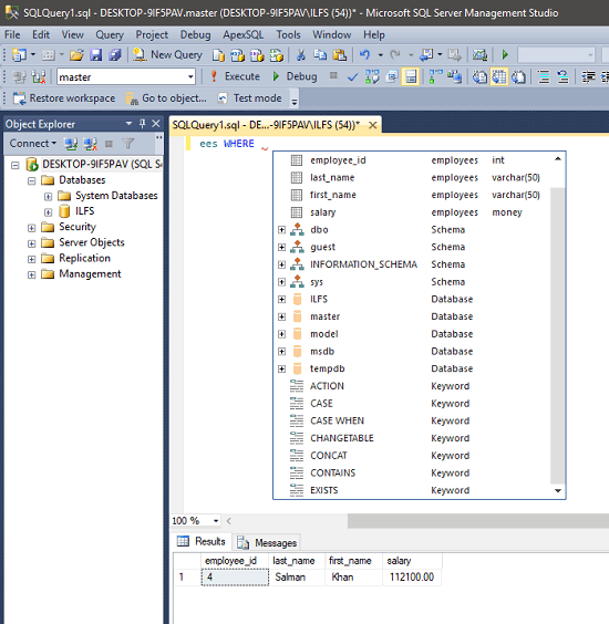 apex sql in action