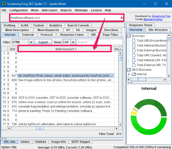 extract meta tags from websites using screaming frog seo spider