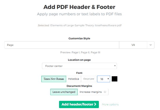 Sejda.com bates numbering PDF