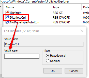 add 1 in value data of DisallowCpl